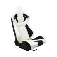 Evo Reclinable Racing Seat with Black & White PU Leather Hexagon Design